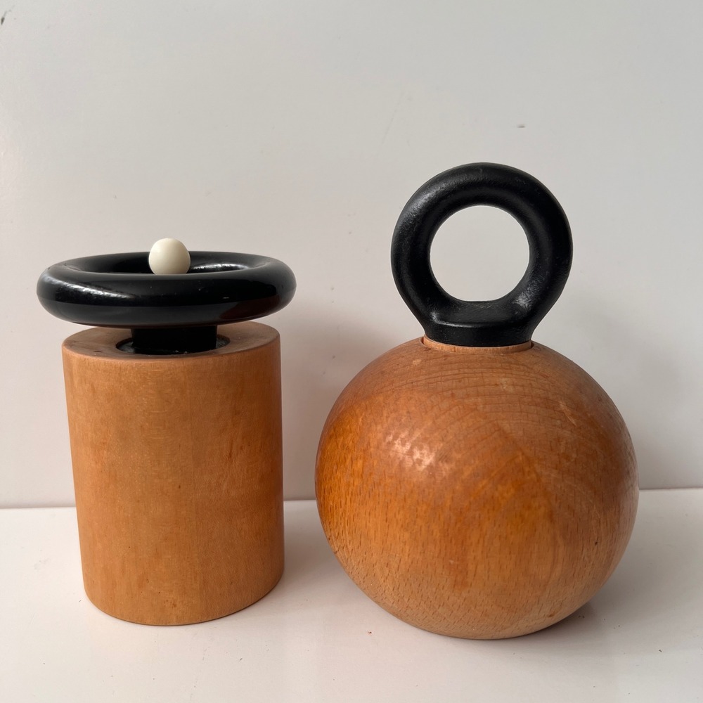 Vintage Salt Shaker Pepper Mill Set Wood Denmark MCM Bodum Nissen Peugeot